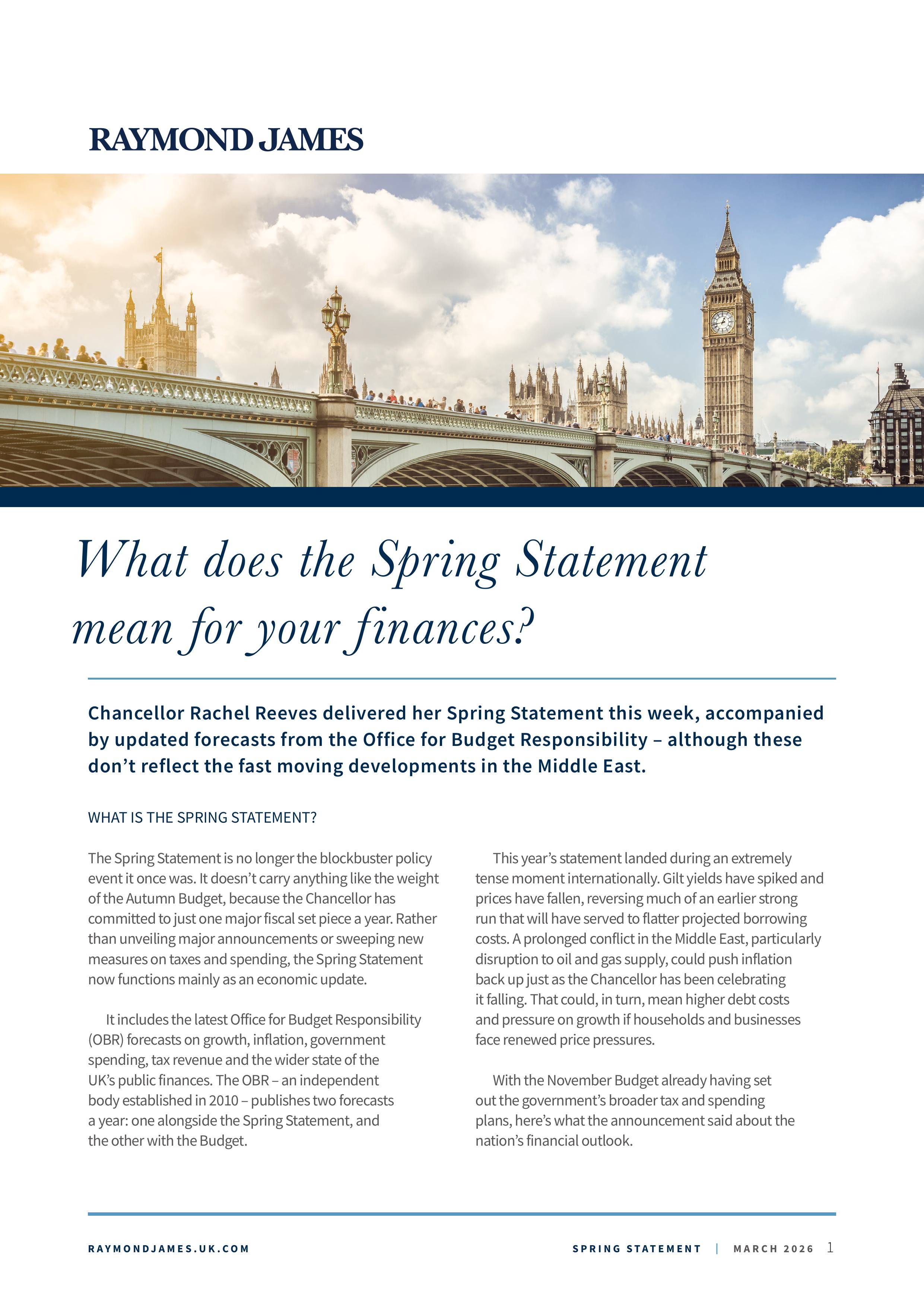 What does the Spring Statement mean for your finances